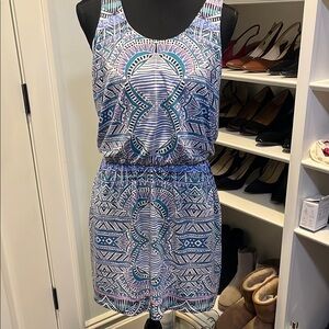Tart Blue and White Sleeveless Sundress Mini